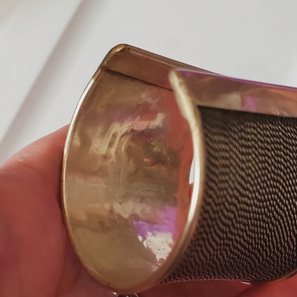 Bali bracelet basket weave silver hammered hand crafted wide cuff boho bohemian - Picture 7 of 13